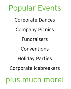 Corporate events we DJ / host include: corporate dances, company picnics, fundraisers, conventions, holiday parties and corporate icebreakers